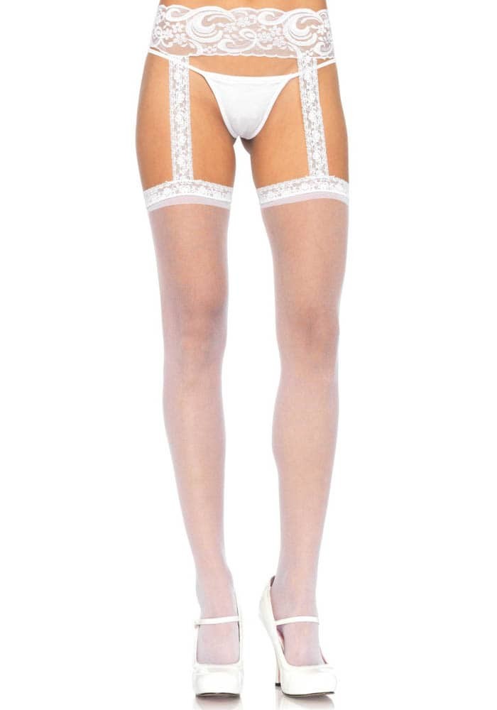 Sheer Thigh Highs - WHITE - O/S - HOSIERY