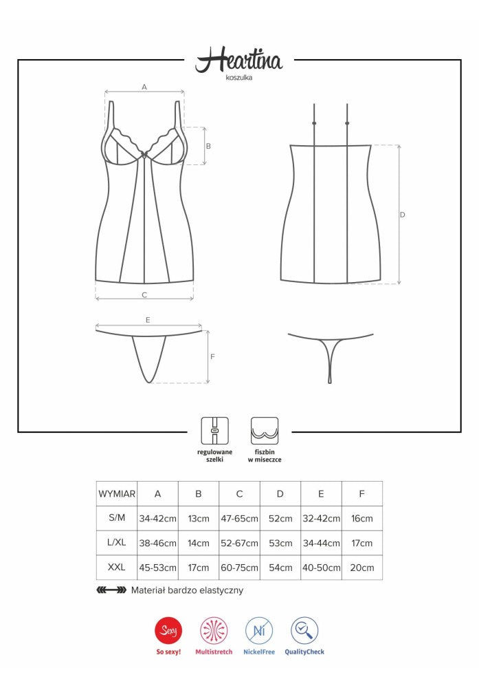 Heartina chemise & thong red S/M