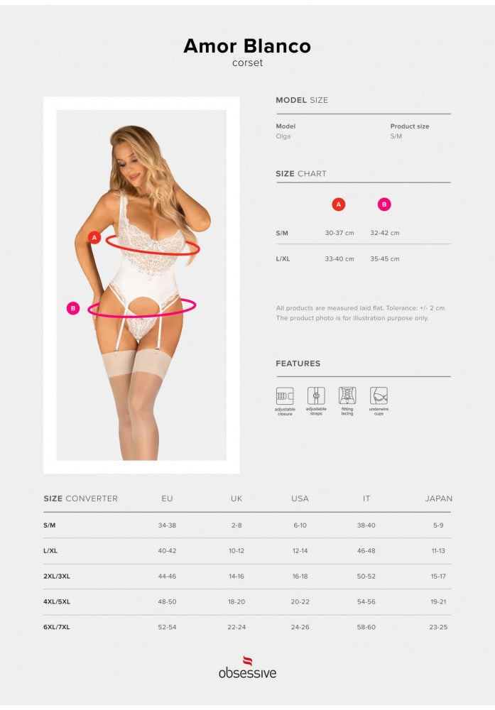 Amor Blanco underwire corset & thong white S/M