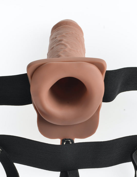 7" Hollow Strap-On with Remote Tan/ Black