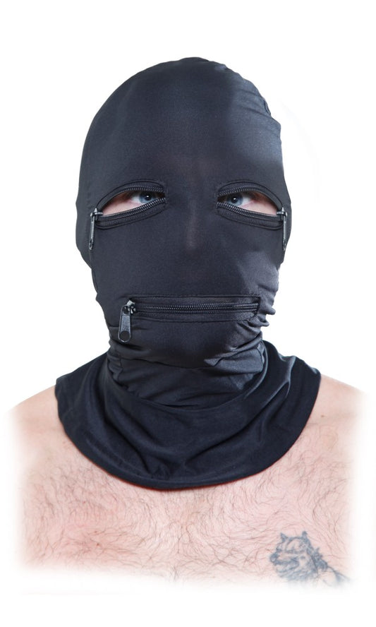Zipper Face Hood Black