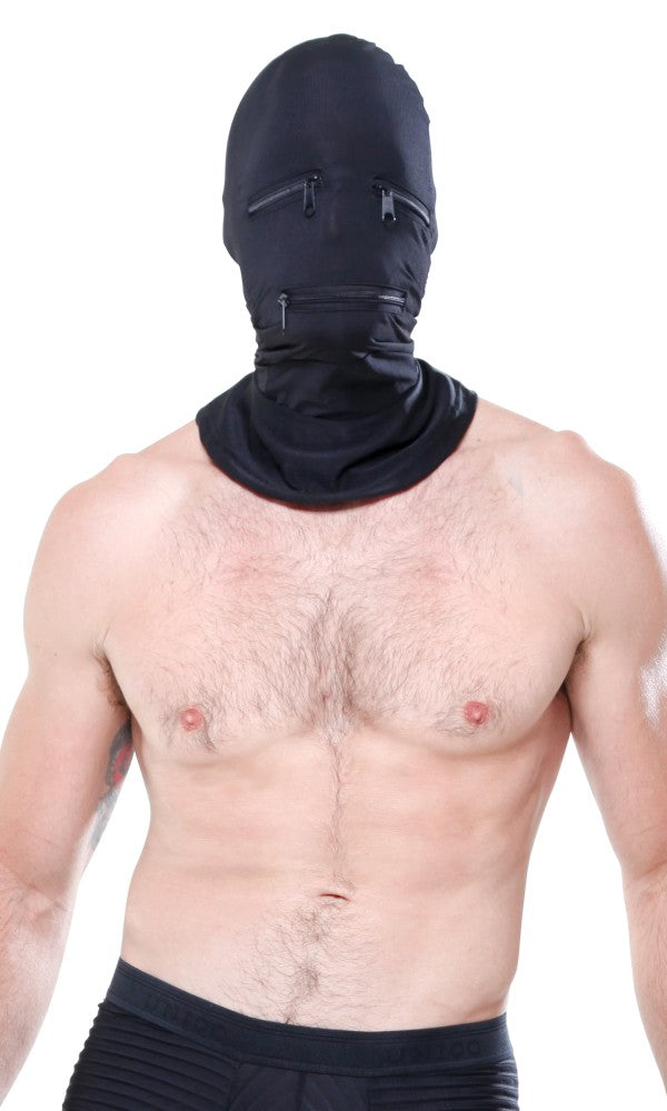 Zipper Face Hood Black