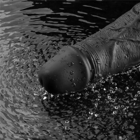 10" REAL SOFTEE Rechargeable Vibrating Dildo(Black)