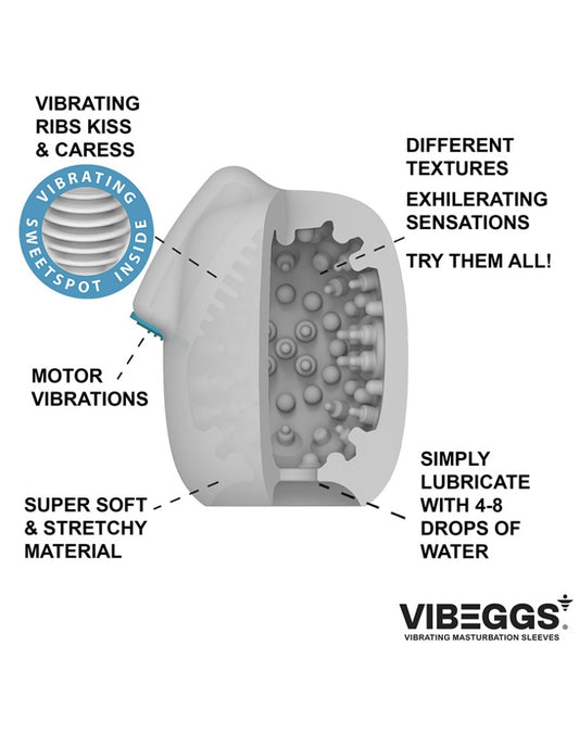 VIBEGGS - Naughty Nubs - Vibrating Masturbation Sleeve - White
