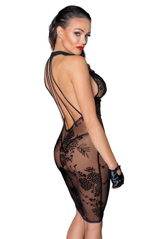 Midi tulle dress with velvet straps in the back - L