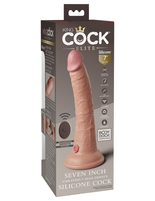 7" Dual Density Vibrating Silicone Cock with Remote Light