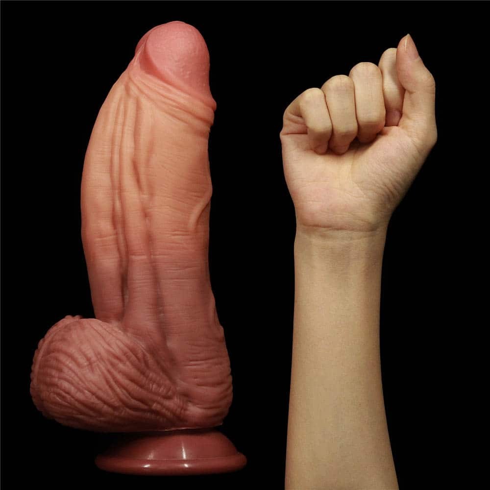 10" Dual-layered Silicone Nature Cock Brown
