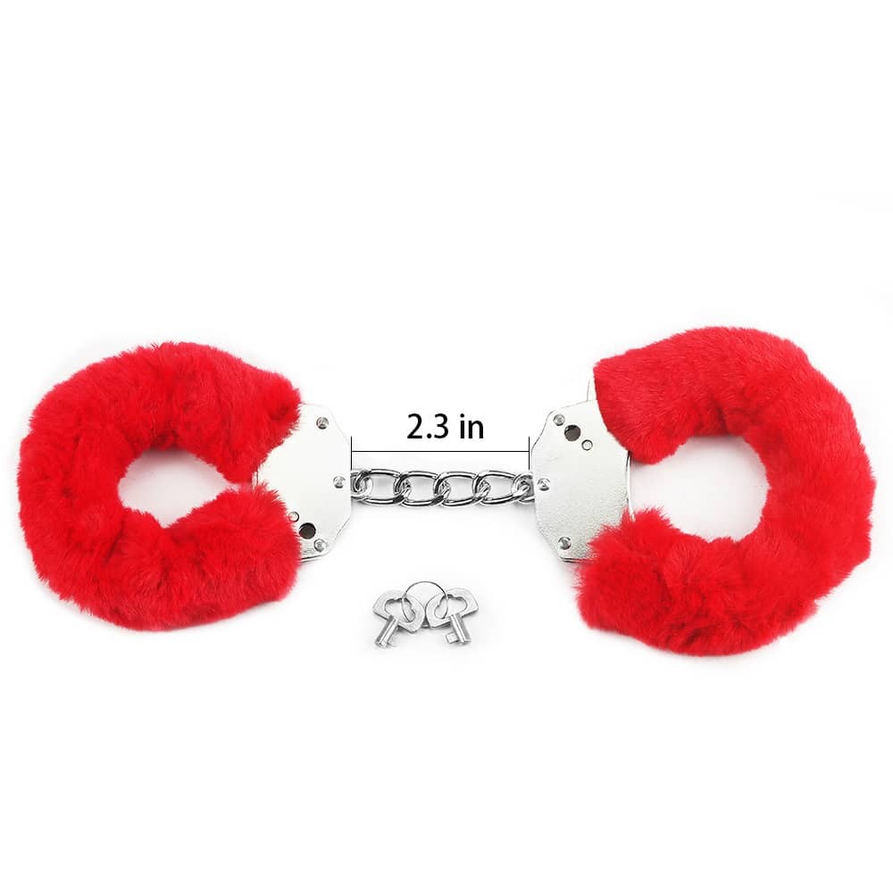 Fetish Pleasure Fluffy Hand Cuffs Red