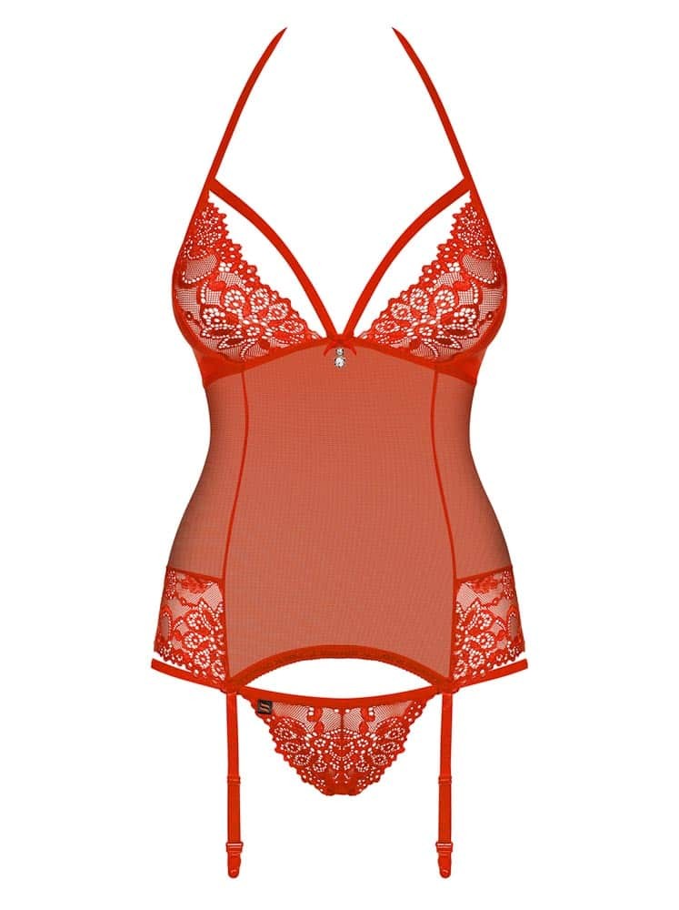 838-COR-3 corset & thong red  S/M