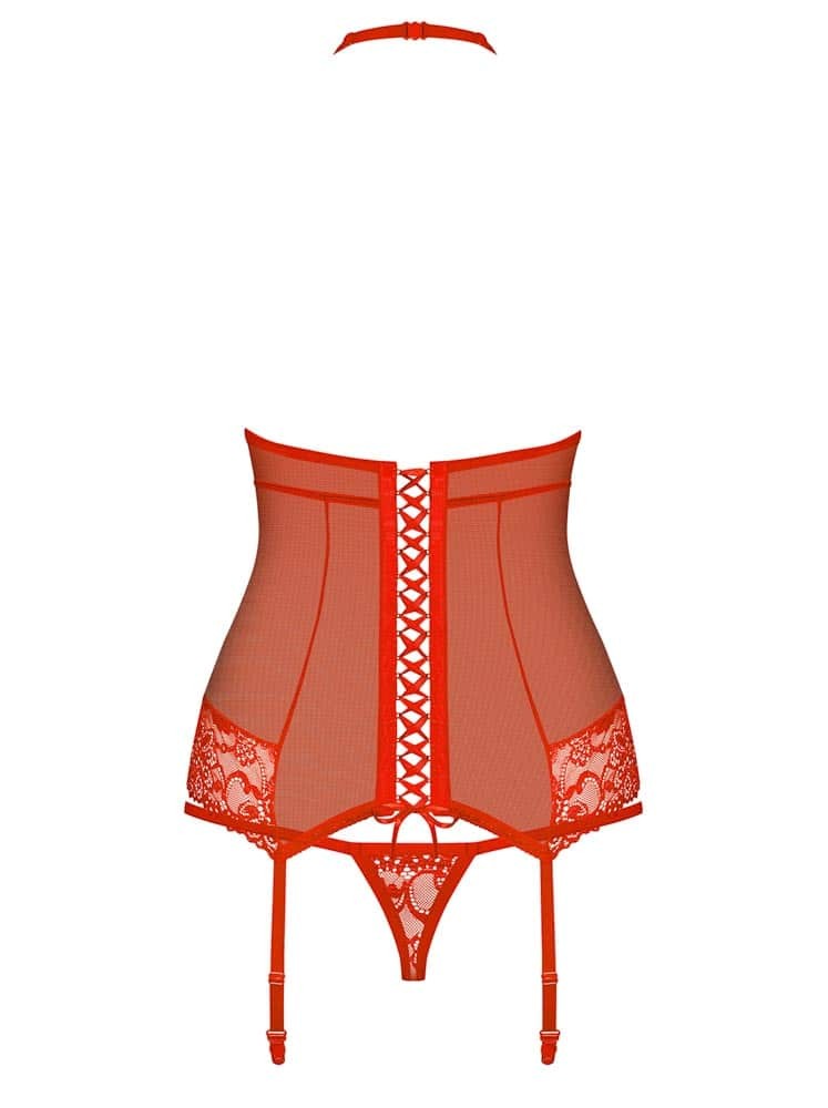 838-COR-3 corset & thong red  S/M