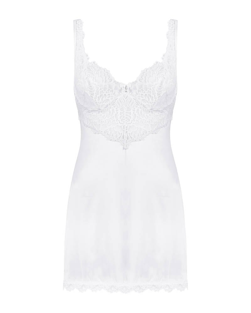 Amor Blanco underwire chemise & thong white   S/M