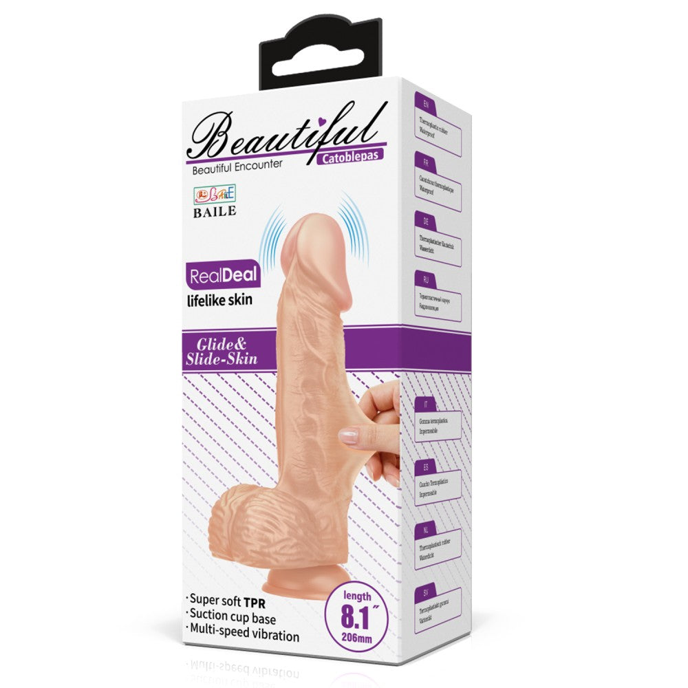 Beautiful Catoblepas 8,1 " Vibrating Dildo Flesh