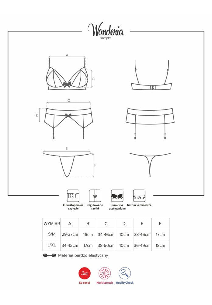 Wonderia set 3pcs black L/XL