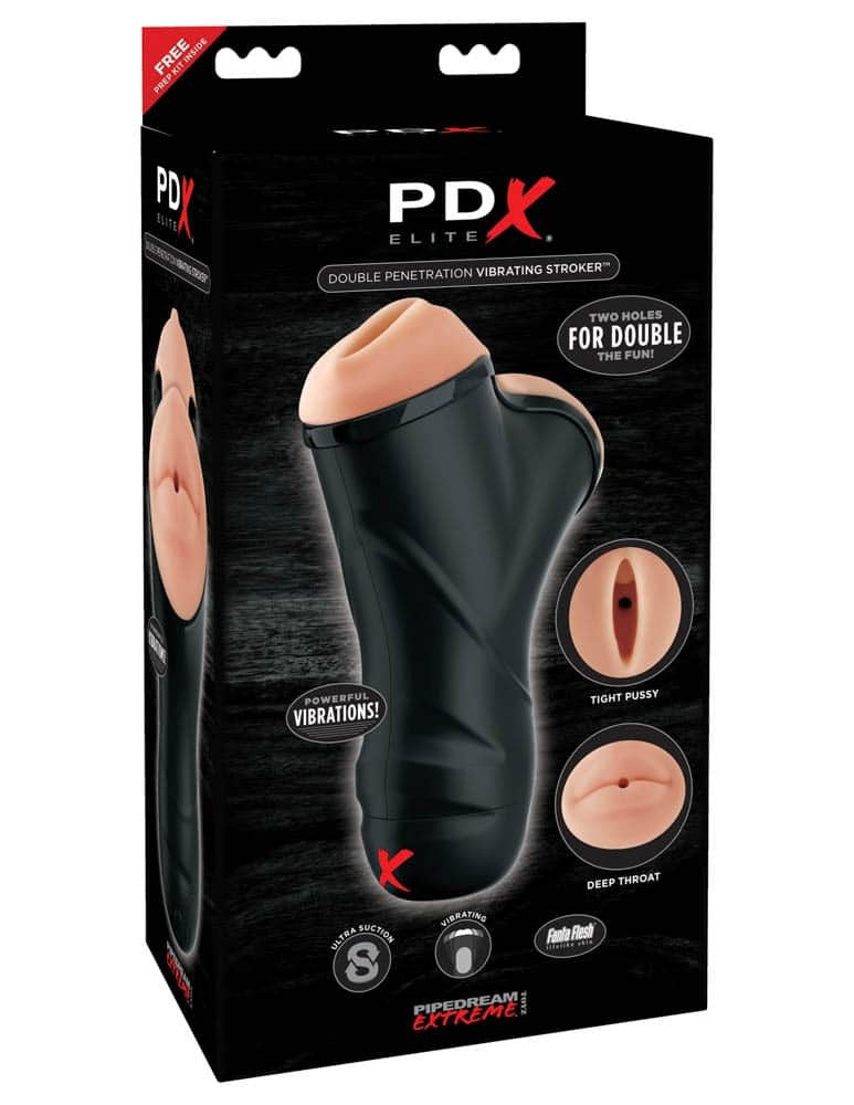 Double Penetration Vibrating Stroker  Light/Black