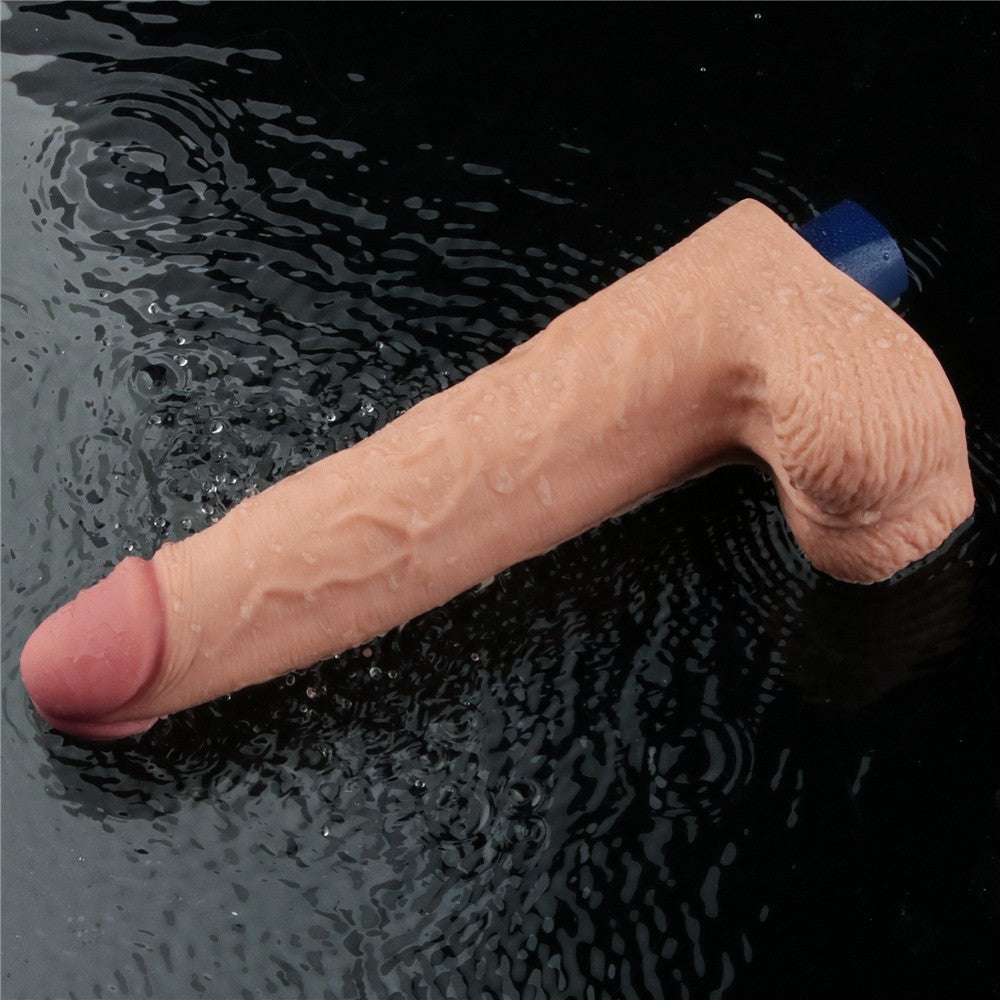10" REAL SOFTEE Rechargeable Vibrating Dildo(Flesh)