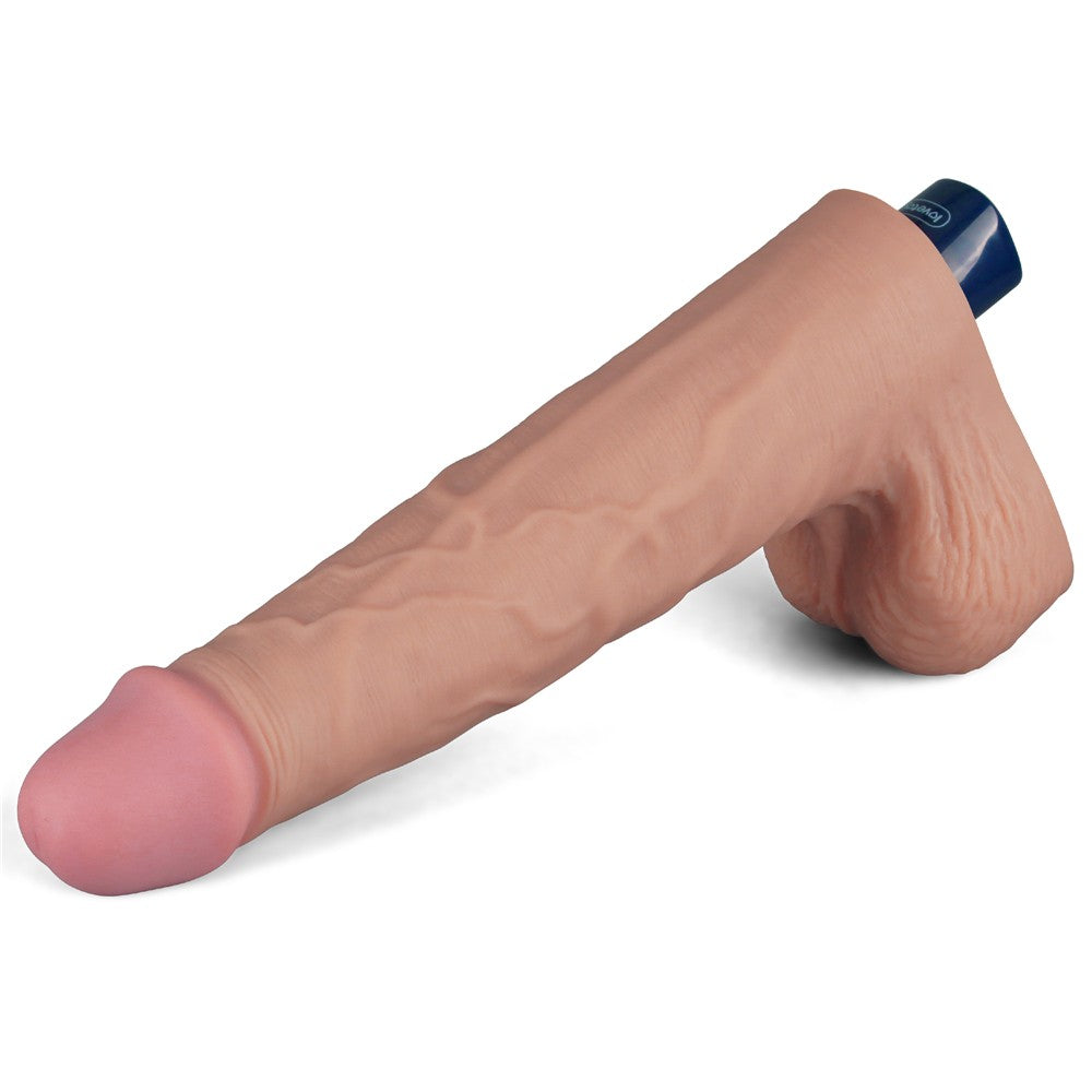 10" REAL SOFTEE Rechargeable Vibrating Dildo(Flesh)