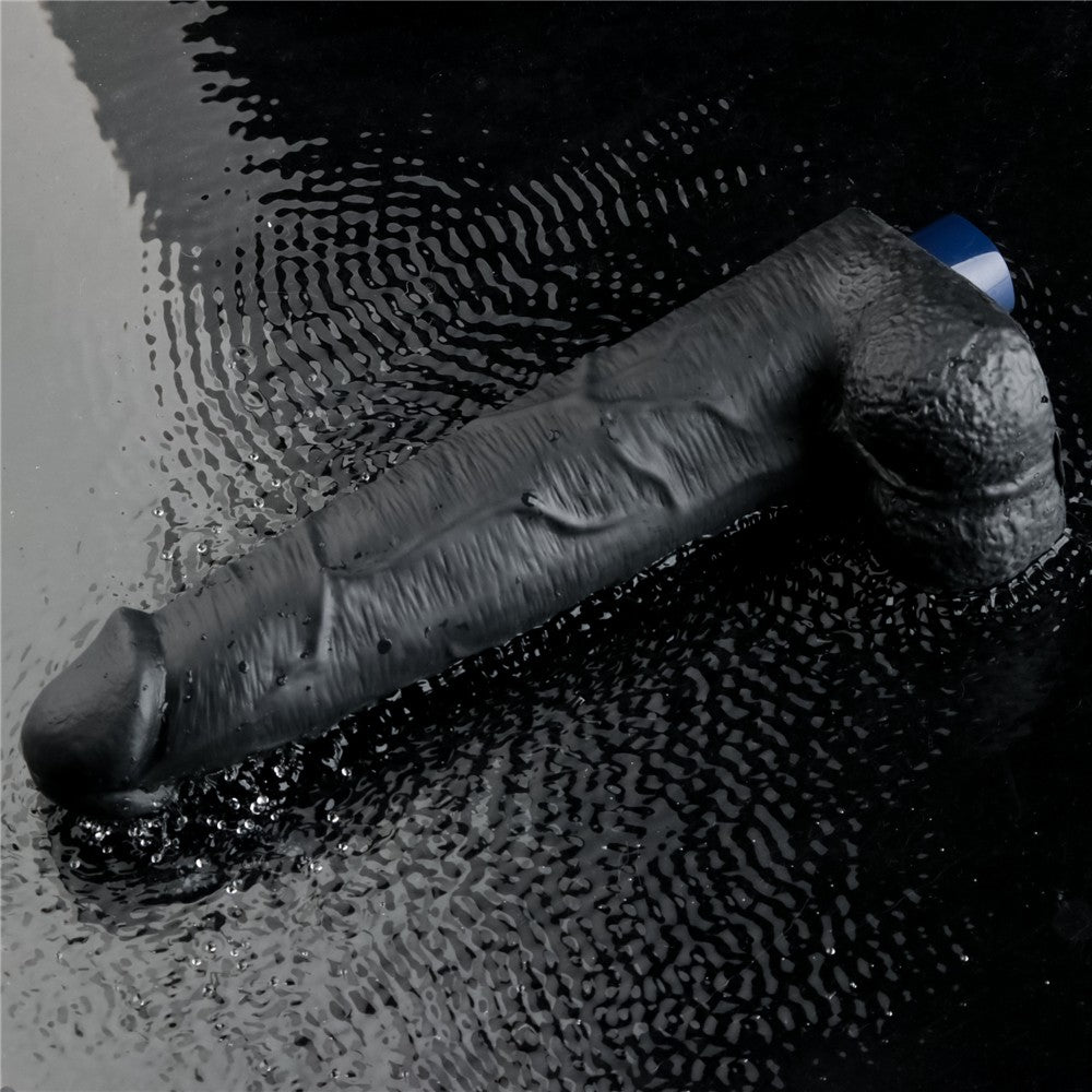 10.5" REAL SOFTEE Rechargeable Vibrating Dildo(Black)