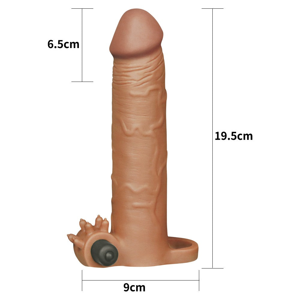 Pleasure X-Tender Vibrating Penis Sleeve #5 Brown