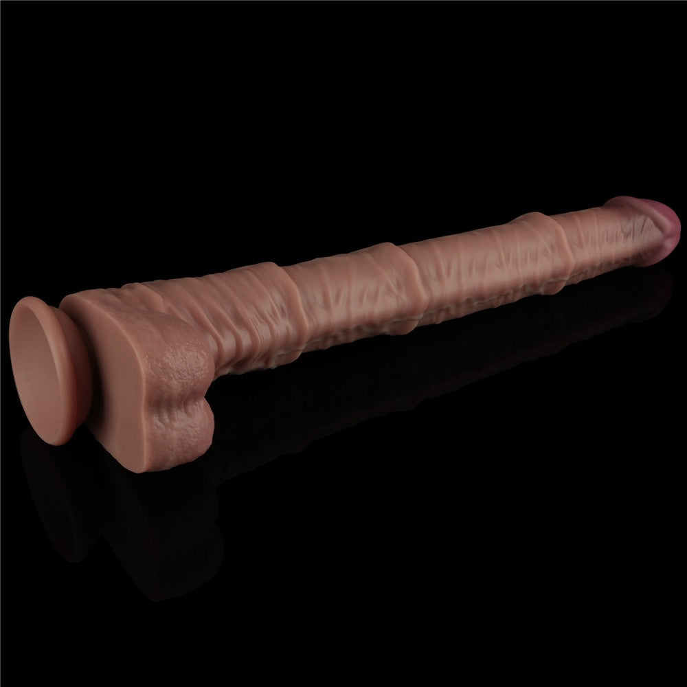 16'' Dual Layered Bendable Silicone Cock XXL(Flesh)
