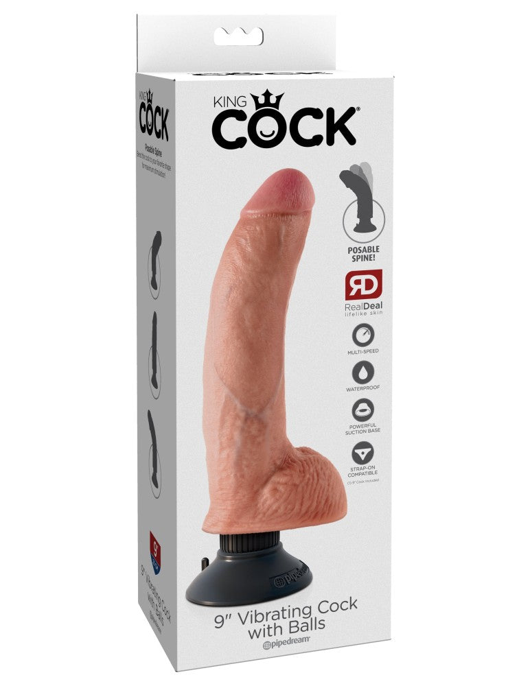 9" Vibrating Cock with Balls  Light