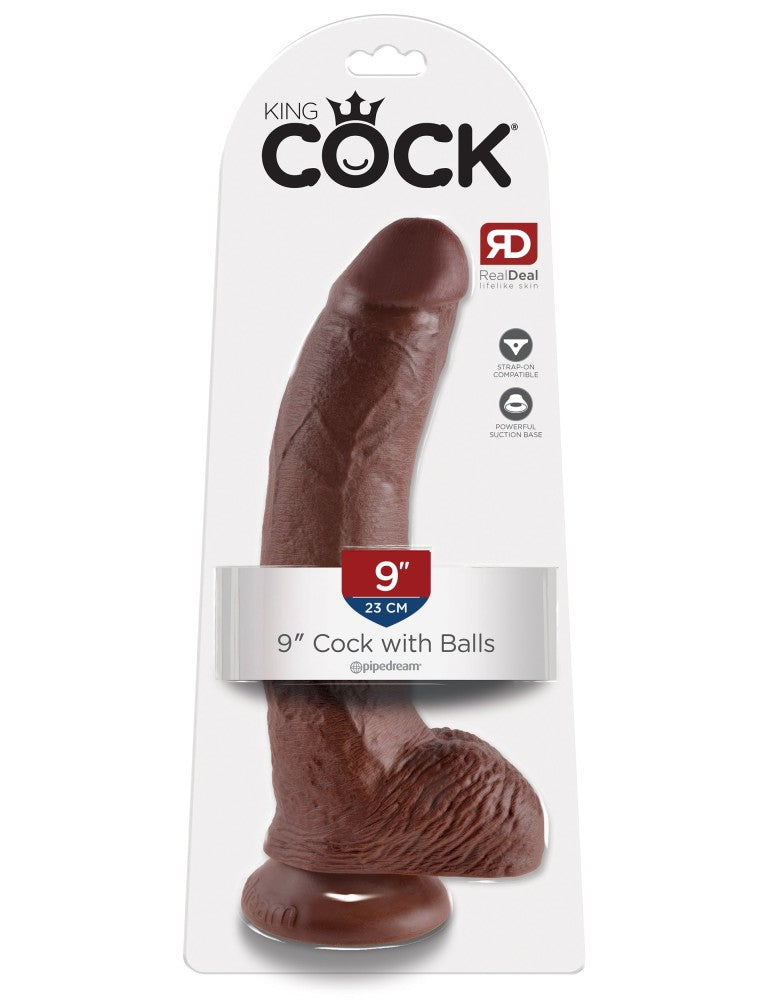 9" Cock with Balls  Brown