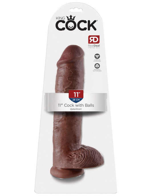 11" Cock with Balls  Brown