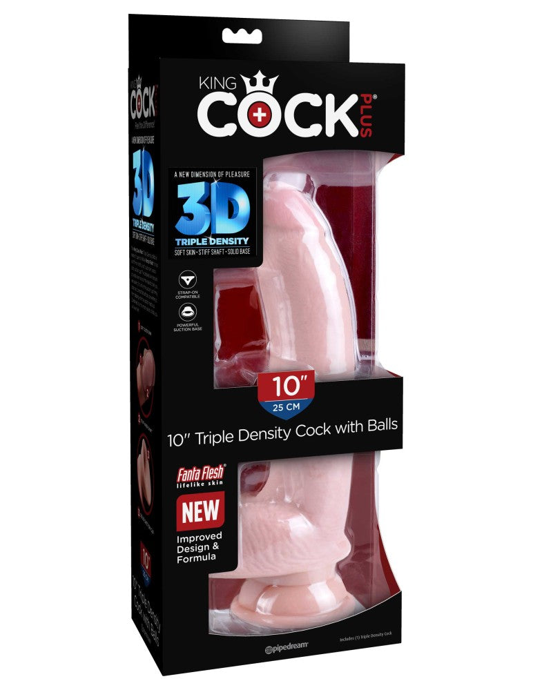 10" Triple Density Fat Cock with Balls Light