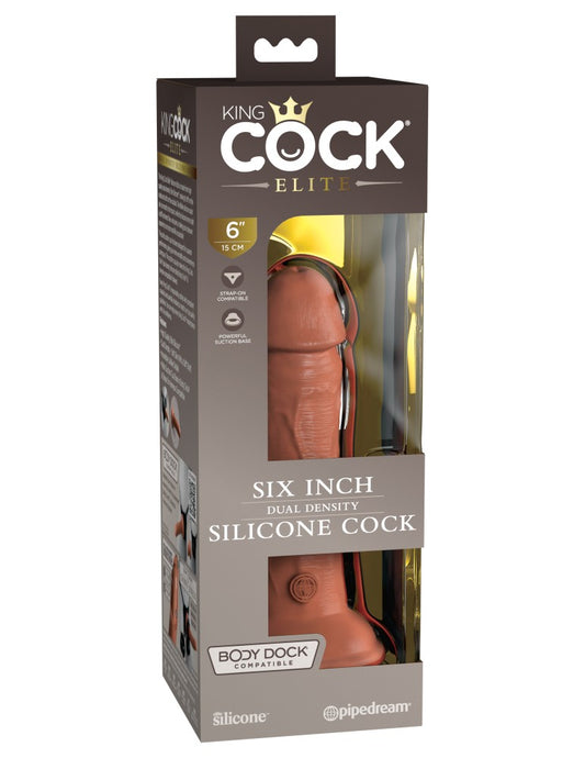 6" Dual Density Vibrating Silicone Cock  Tan