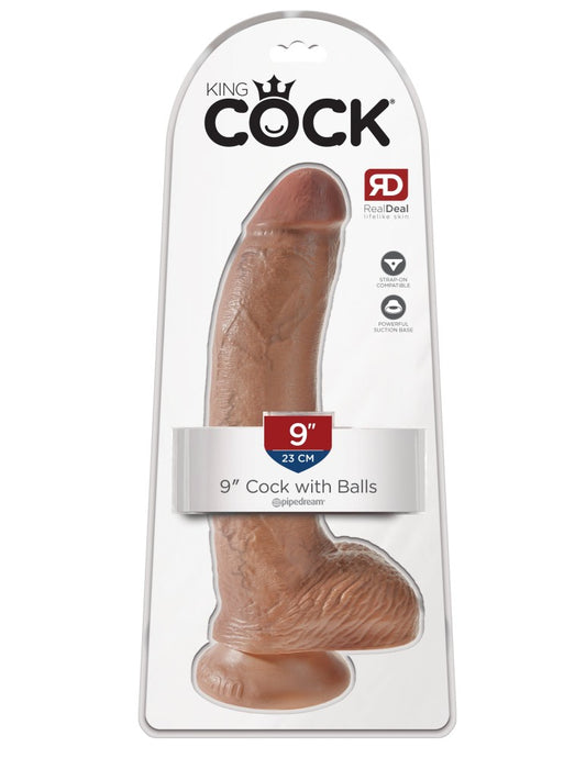 9" Cock with Balls  Tan