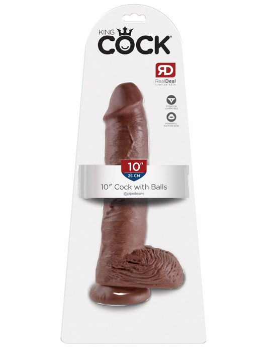 10" Cock with Balls  Brown