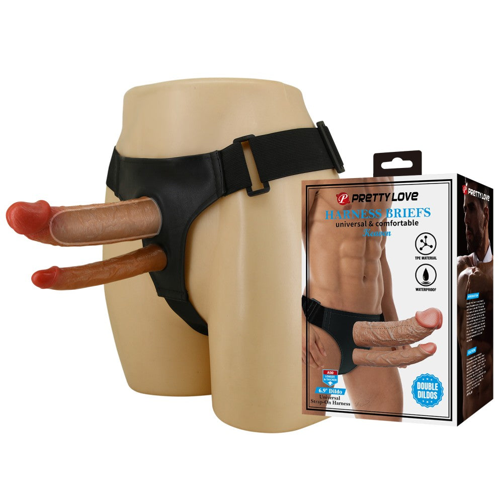 Pretty Love Keaven Harness Briefs with Double Dildos