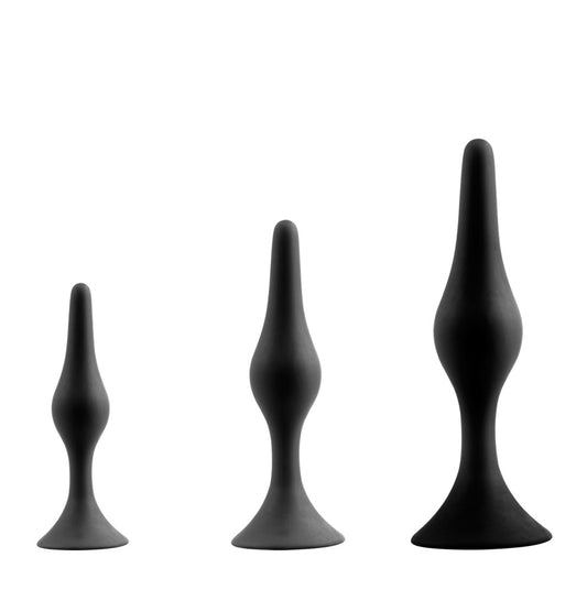 Back Up 3",4",5.5" Silicone Butt Plug w/Suction Cup (3pcs in 1 Kit Set)