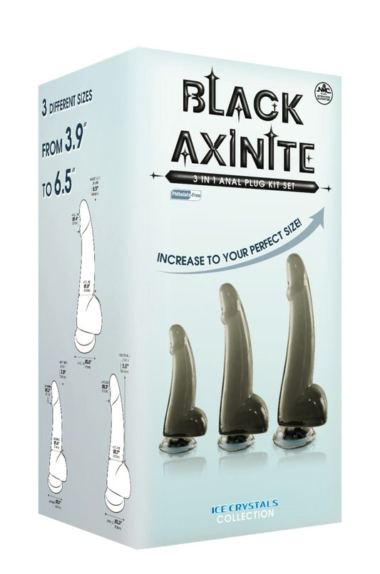 Black Axinite 3 in 1 Anal Plug Kit Set IV
